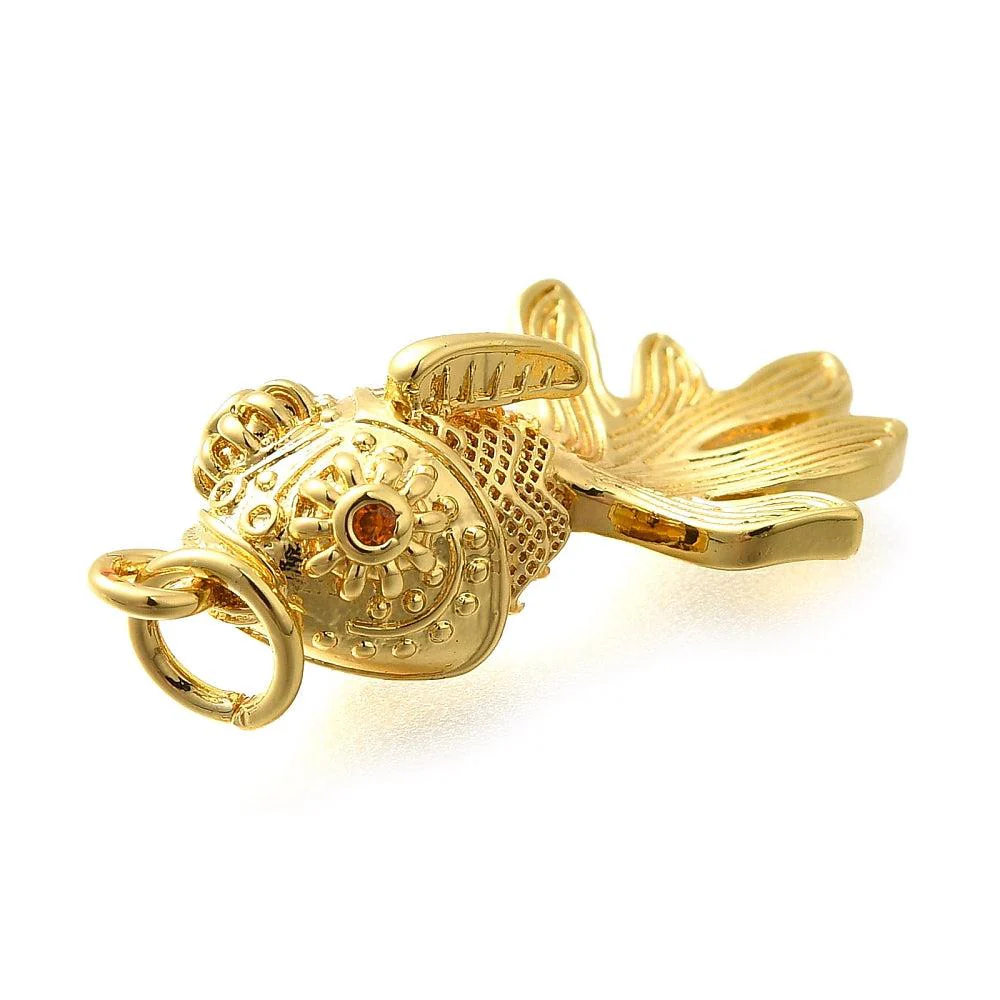 Bedel zirconia 3D vis brass goud/rood 26x15mm- per stuk - Image 2