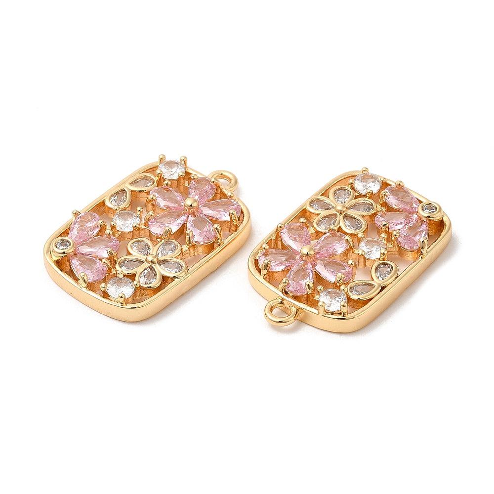 Bedel zirconia bloem 18K goud 26x16mm