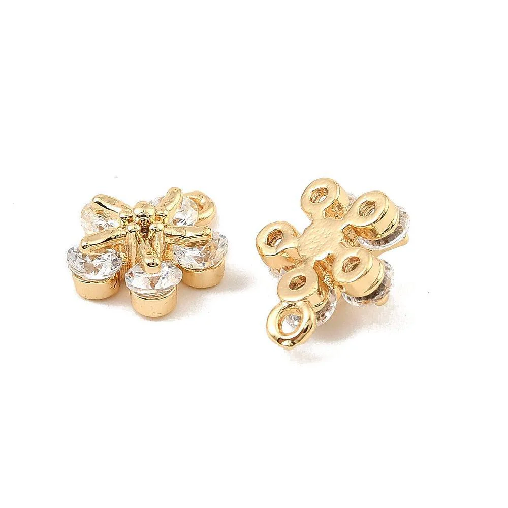 Bedel zirconia bloem brass 18K goud 11mm - per stuk - Image 2