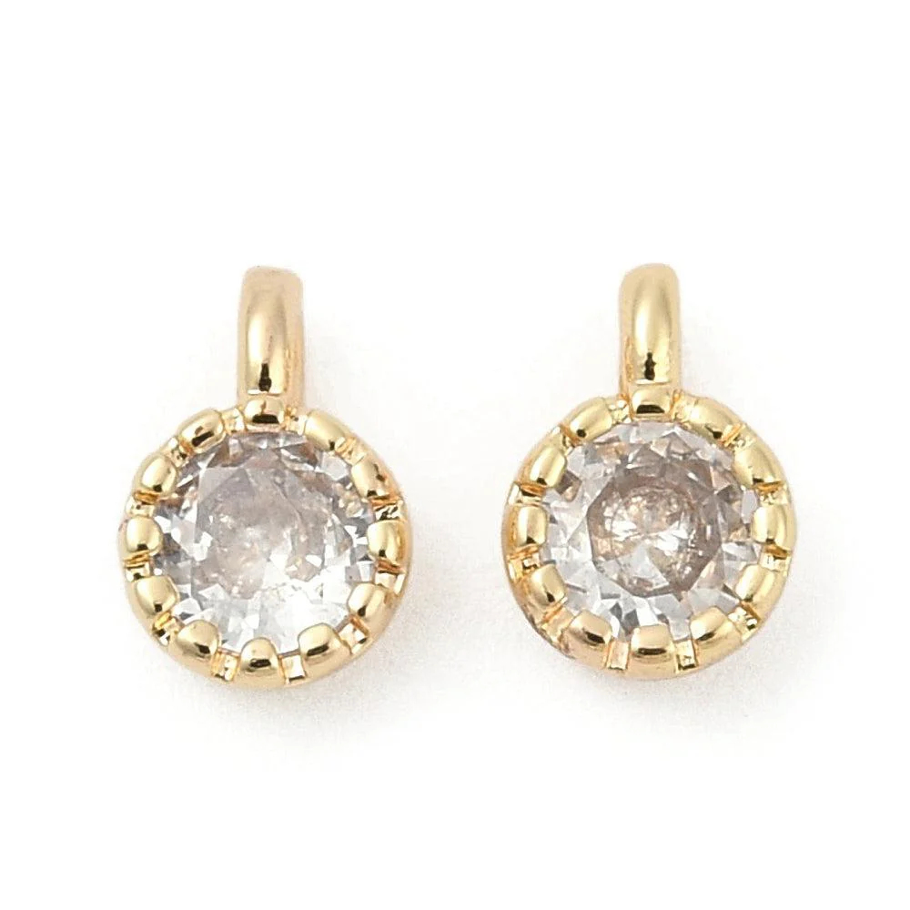 Bedel zirconia clear brass goud 6,5mm - per stuk