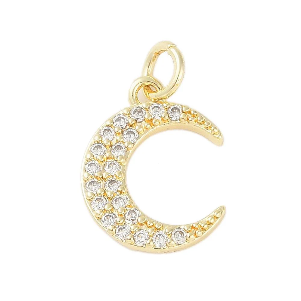 Bedel zirconia maan 18K RVS goud 15x12mm
