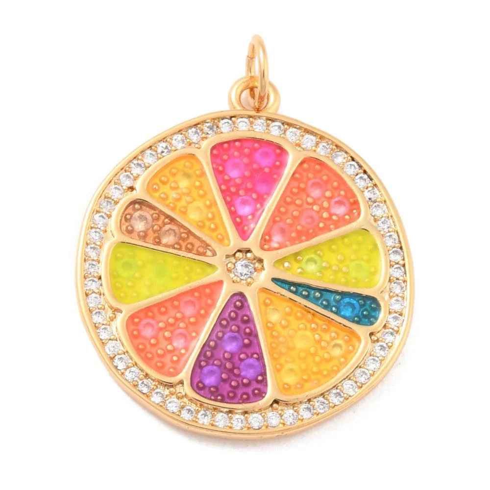 Bedel zirconia multicolor fruit 18K goud 25x22mm