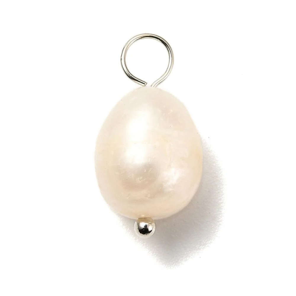 Bedel zoetwaterparel platinum zilver 18mm