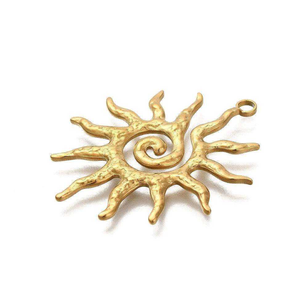 Bedel zon RVS goud 40x33mm - per stuk - Image 2
