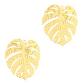 Bohemian tropical leaf Goud 30x25mm