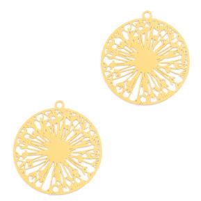 Bohemian wish flower Goud 22x20mm