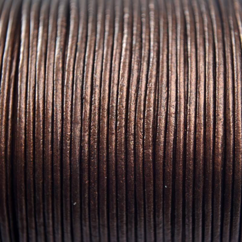 Leer rond brons parelmoer metallic 1mm - per meter