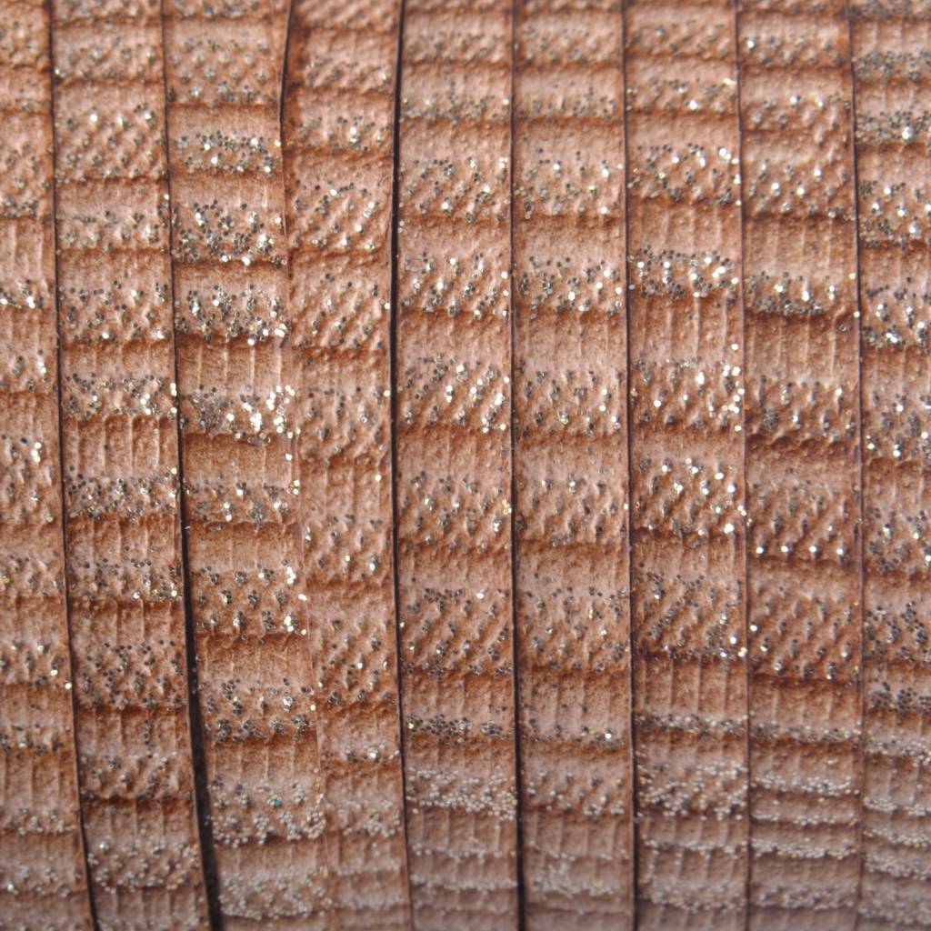 Plat italian leer naturel zilver streepjes 5x1.5mm - prijs per cm