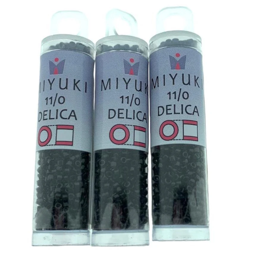 Buisje miyuki delica 11/0 DB010-TB black - 7,2 gram