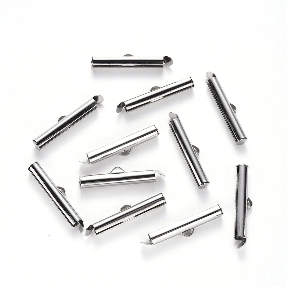 Buisje voor miyuki armbanden RVS zilver 20mm - per paar - Image 2