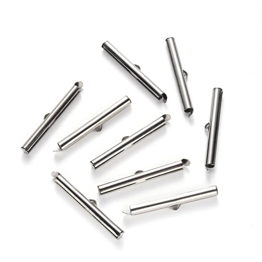 Buisje voor miyuki armbanden RVS zilver 35mm - per paar - Image 2