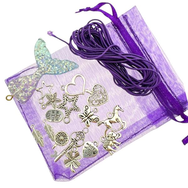 Cadeaubox Zeemeermin paars met kralen/bedels/koord - Image 2