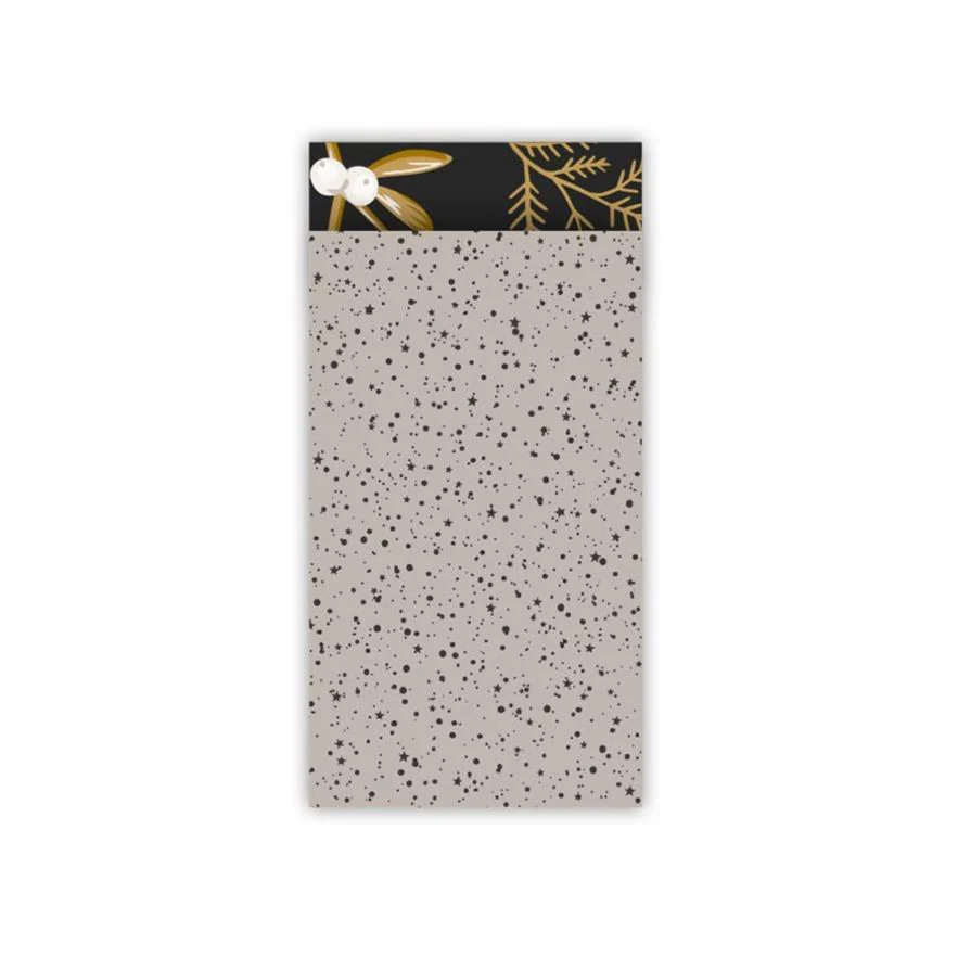 Cadeauzakjes Twinkling stars champagne/zwart 7x13cm - 5 stuks