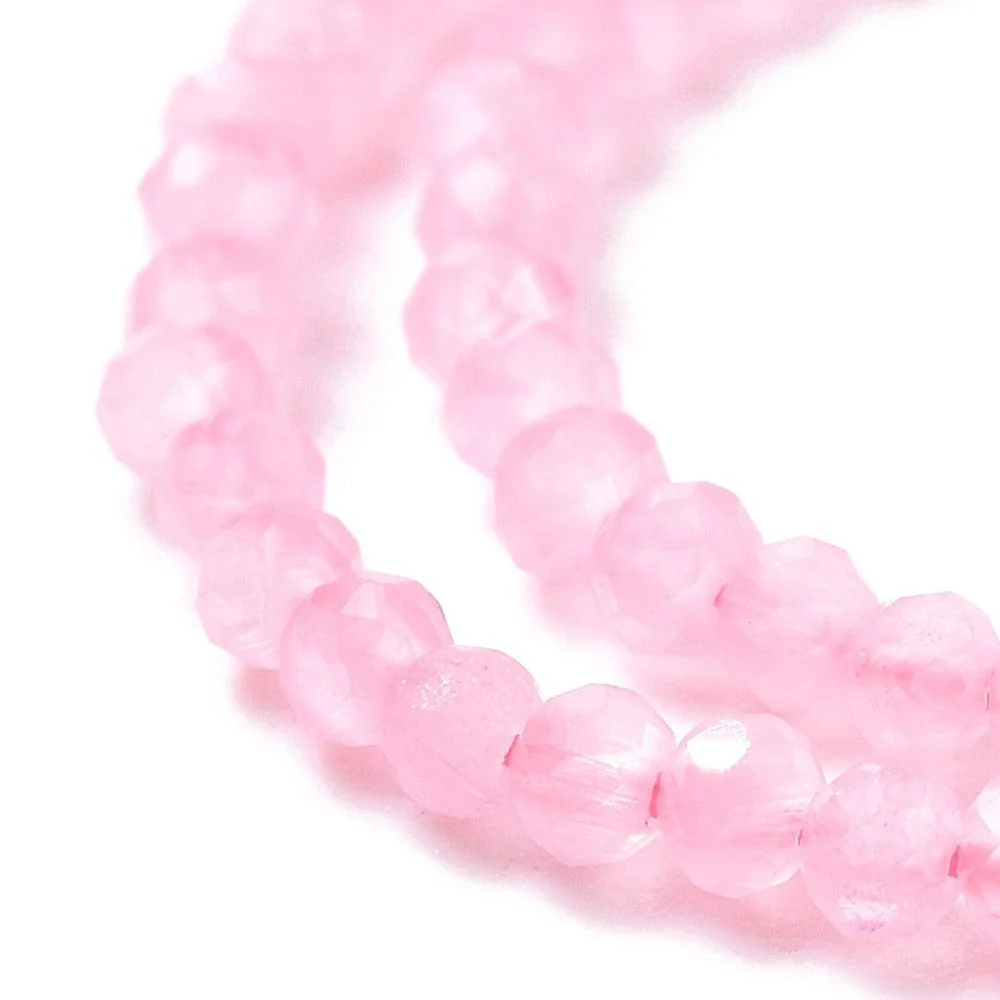 Cat eye kralen rond roze 2mm- ±43 stuks - Image 2