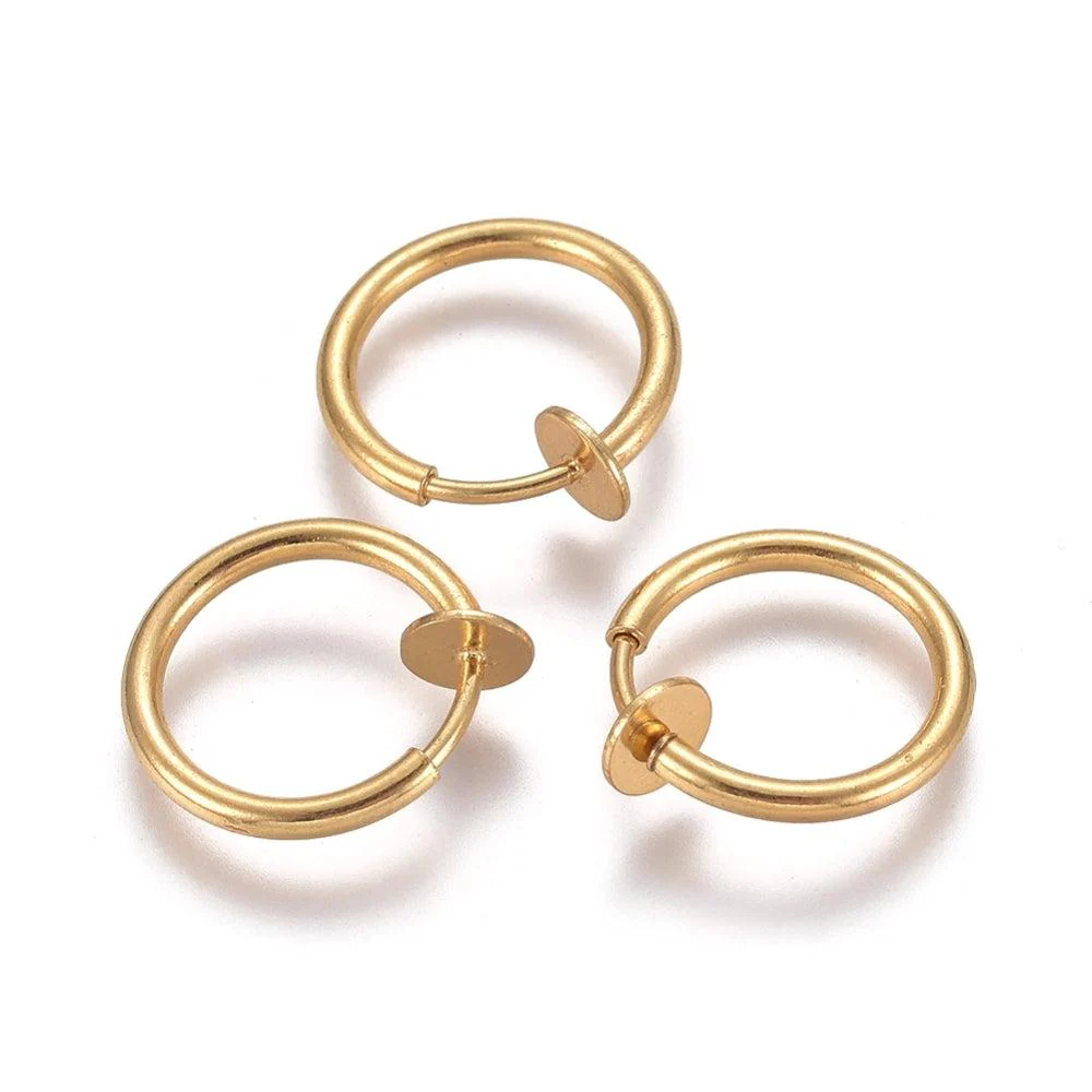 Clip-on oorbel goud RVS 14mm - per stuk - Image 2