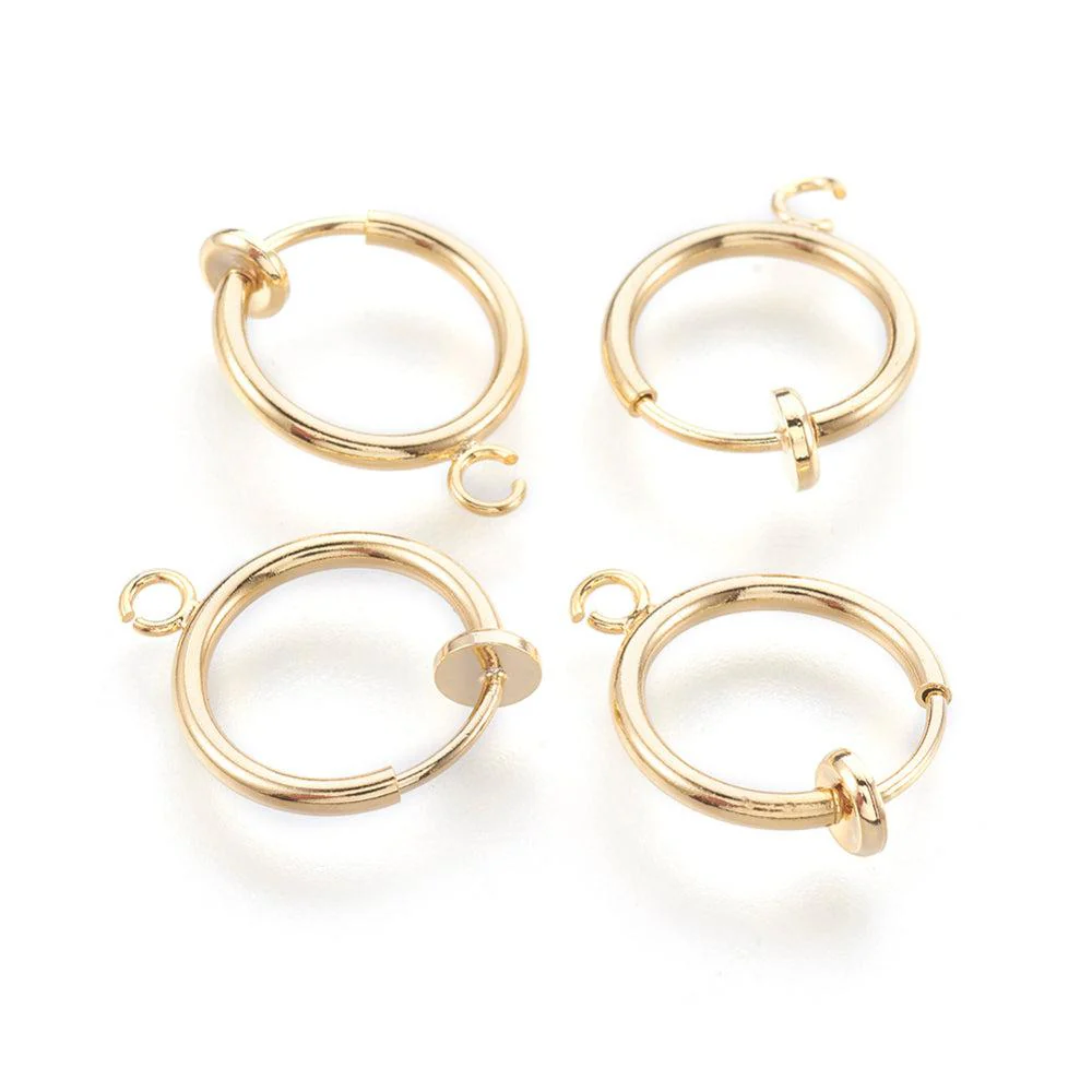 Clip-on oorbel met oogje 18K gold plated 13mm - per stuk - Image 2