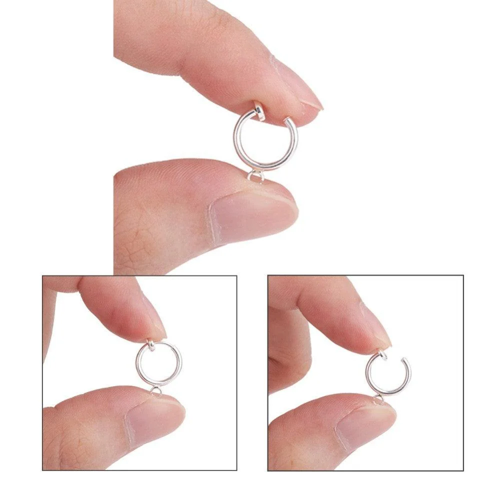 Clip-on oorbel met oogje lichtzilver 12mm - per stuk - Image 2