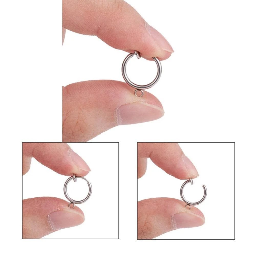 Clip-on oorbel met oogje zilver RVS 13mm - per stuk - Image 2
