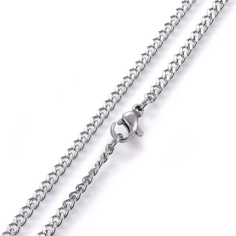 Complete ketting curbchain RVS 3x0.8mm Zilver 45cm - per stuk - Image 2