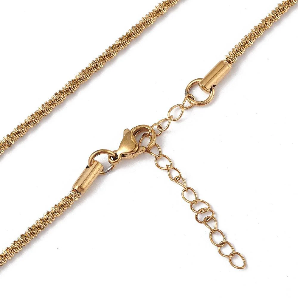 Complete ketting RVS bone rope 3mm goud 46cm - per stuk - Image 2