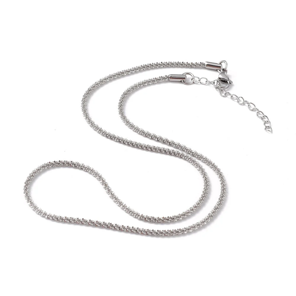 Complete ketting RVS bone rope 3mm zilver 46cm - per stuk