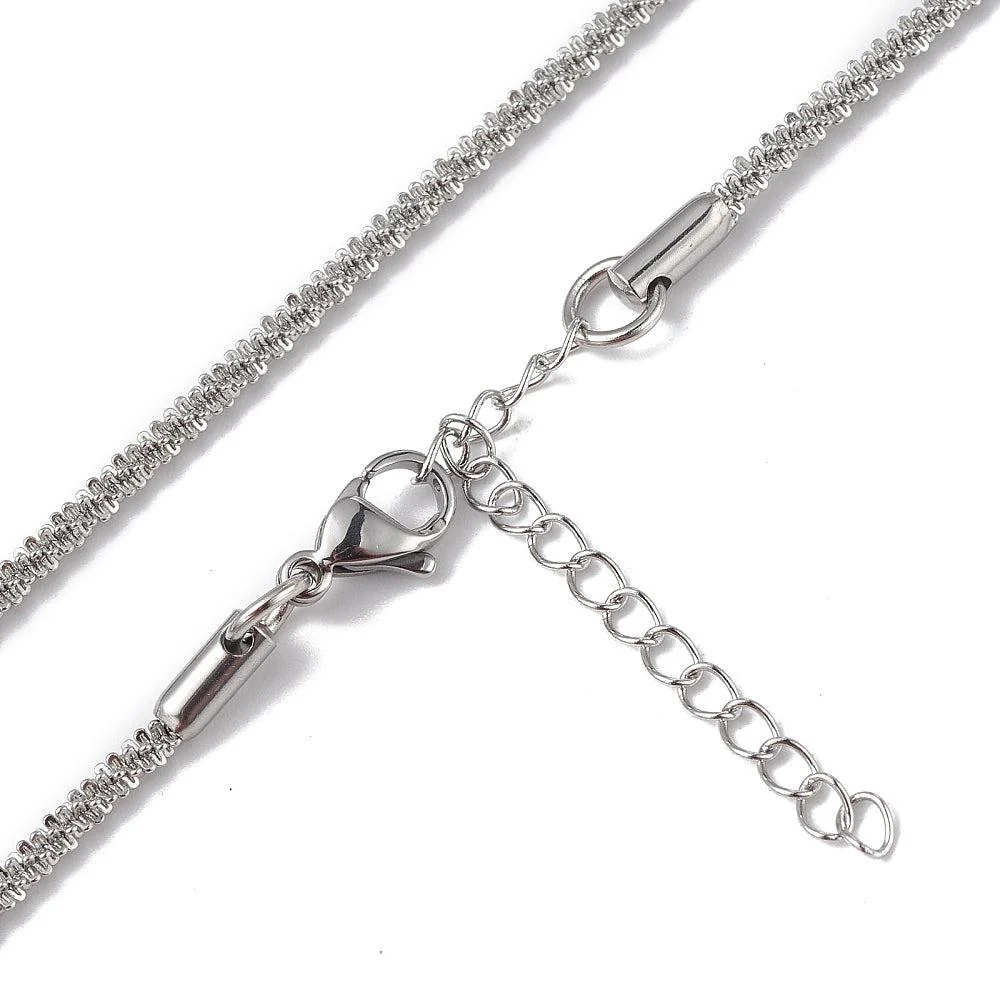 Complete ketting RVS bone rope 3mm zilver 46cm - per stuk - Image 2