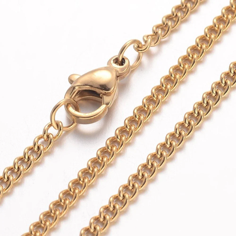 Complete ketting RVS curbchain 2,2mm Goud 45cm - per stuk - Image 2