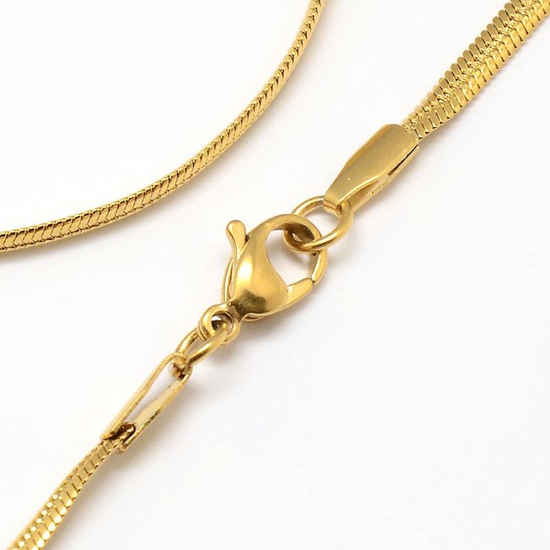 Complete ketting RVS herringbone 3x0.9mm goud 45cm - per stuk - Image 2