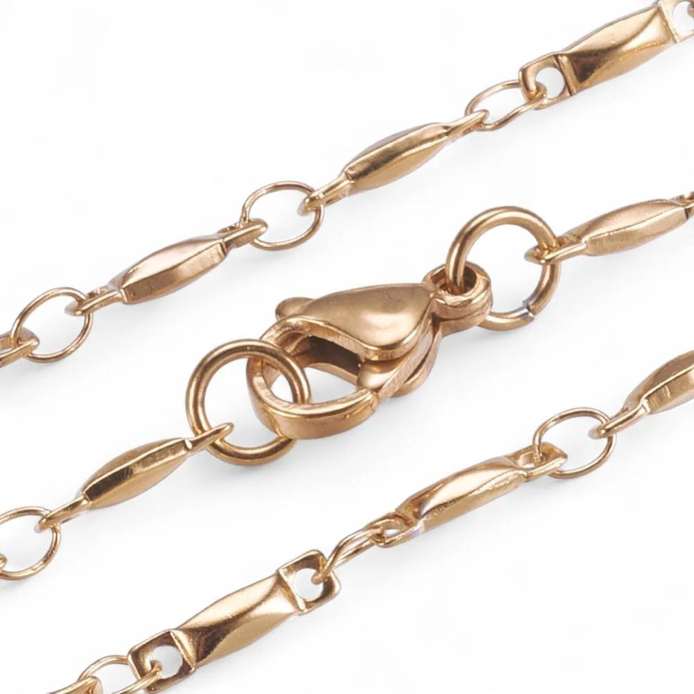 Complete ketting RVS rechthoek 2mm Goud 45cm - per stuk - Image 2
