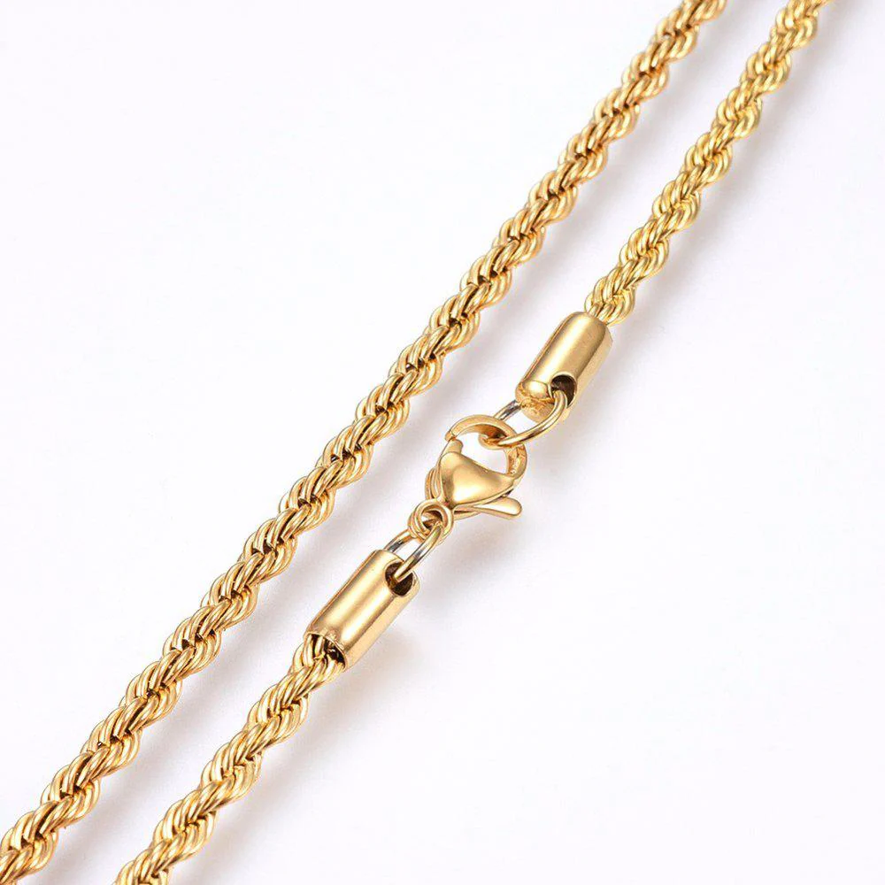 Complete ketting RVS rope 2x1mm 18K gold plated 50cm - per stuk - Image 2
