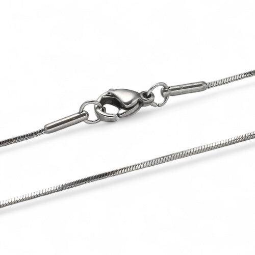Complete ketting RVS snake 0,9mm Zilver 45cm - per stuk - Image 2