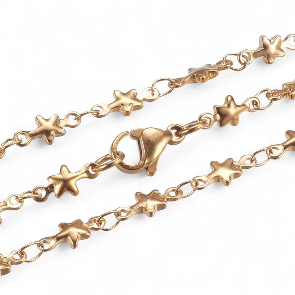 Complete ketting RVS sterretjes 2mm Goud 45cm - per stuk - Image 2