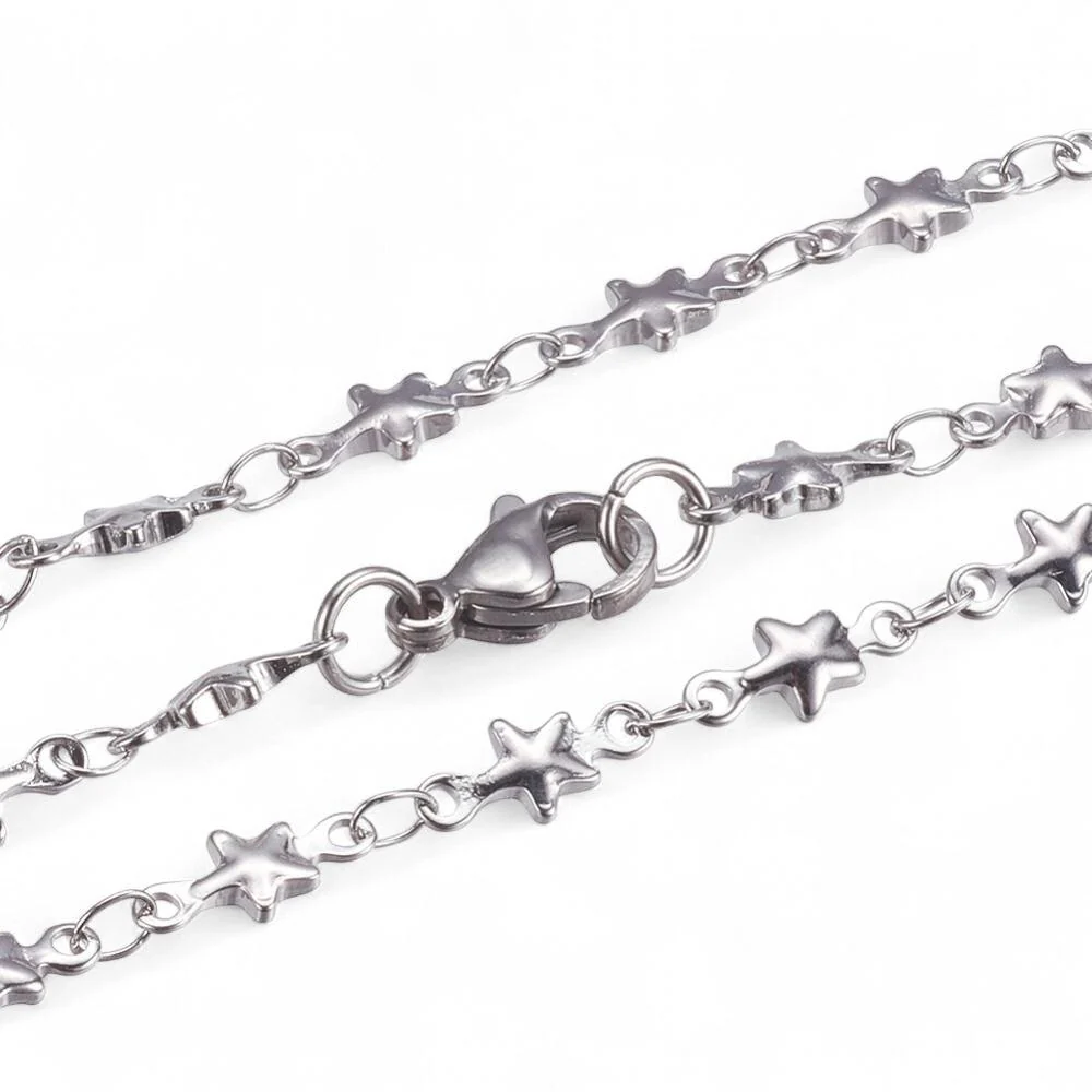 Complete ketting RVS sterretjes 2mm zilver 45cm - per stuk - Image 2