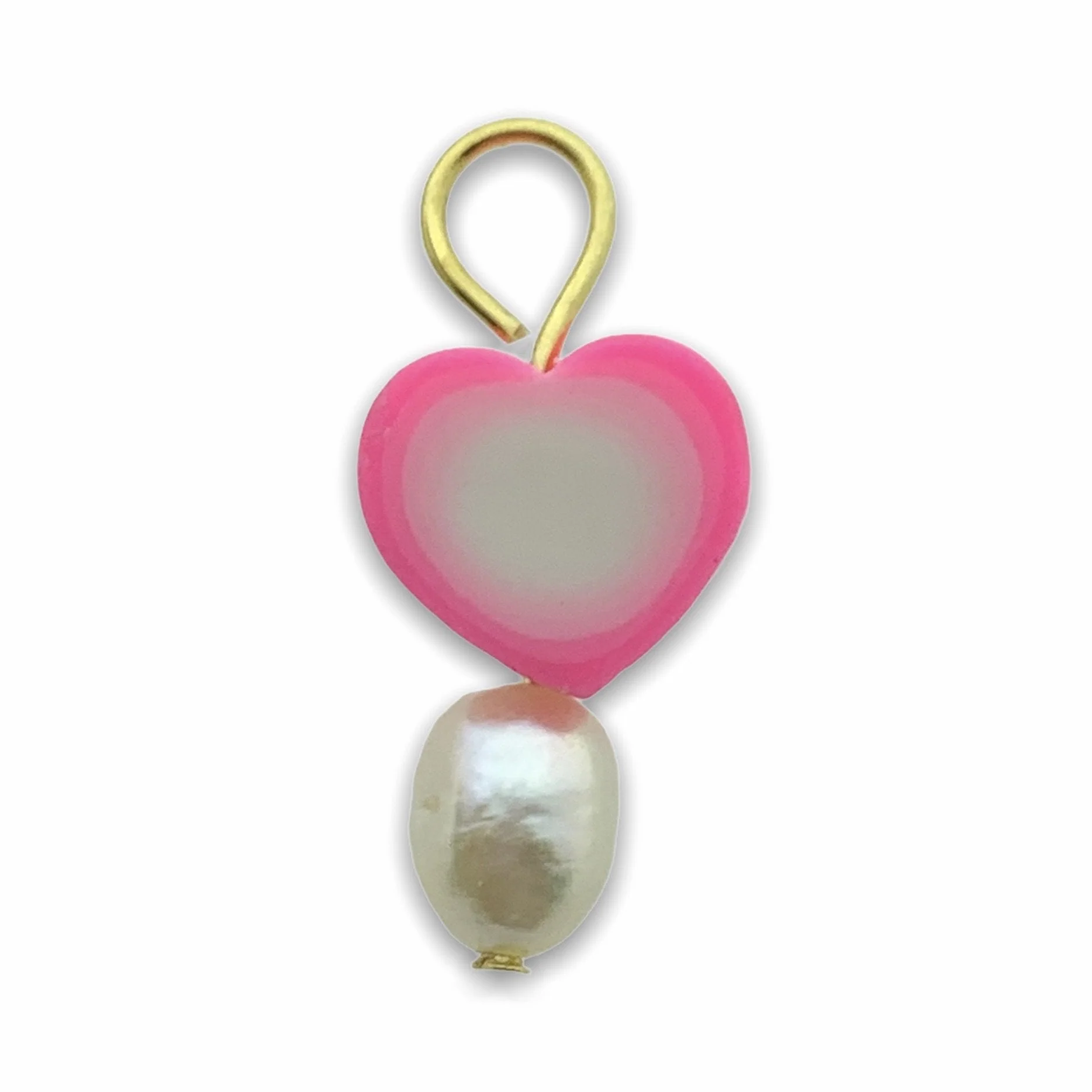 Hanger parel hart roze-wit