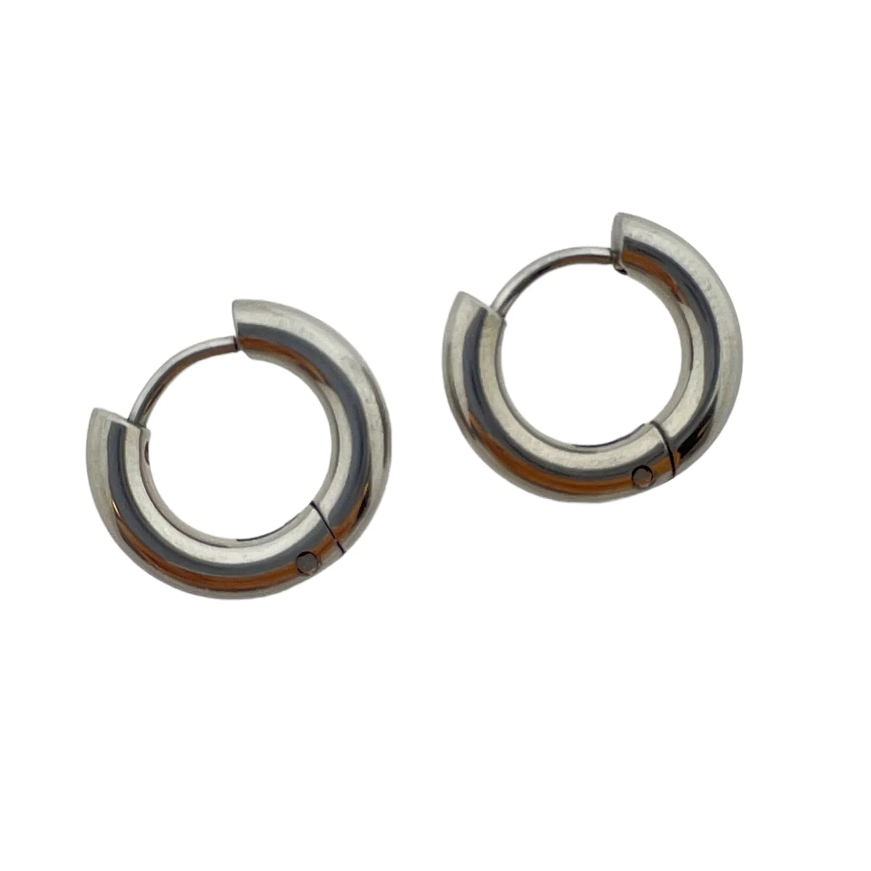 Creolen oorbel dik rond zilver RVS 14mm - per paar