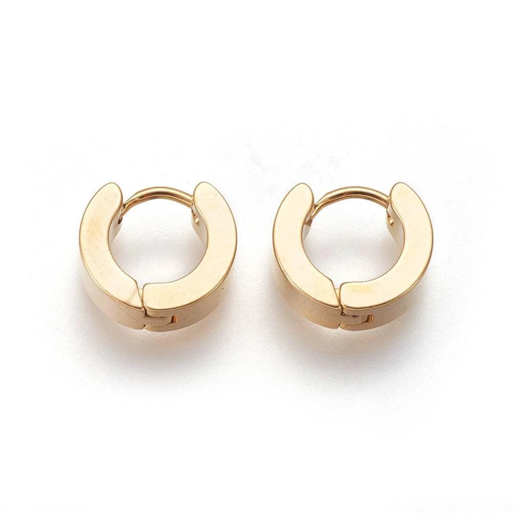 Creolen oorbel plat goud RVS 11mm - per paar - Image 2