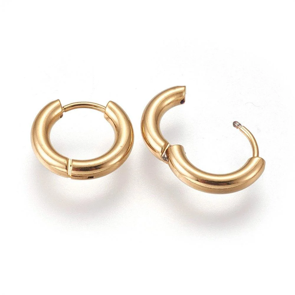Creolen oorbel rond gold 18k RVS 16x3mm - per paar