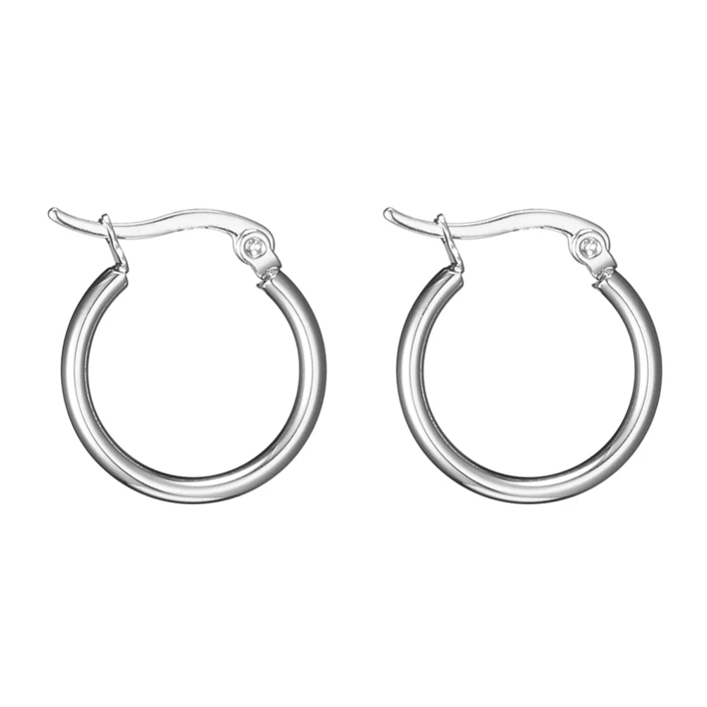 Creolen oorbel rond stainless steel zilver 20mm - per paar - Image 2