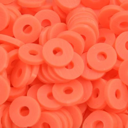 Disc kralen polymeer 6x1mm Bright orange ±400 stuks