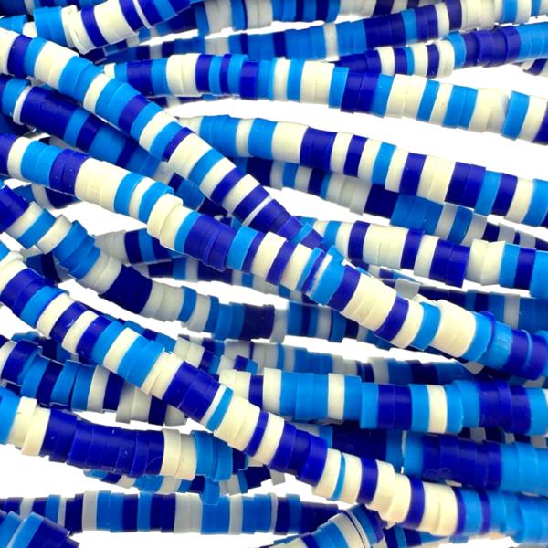 Disc kralen polymeer 3x1mm Multicolor blauw ±40 cm