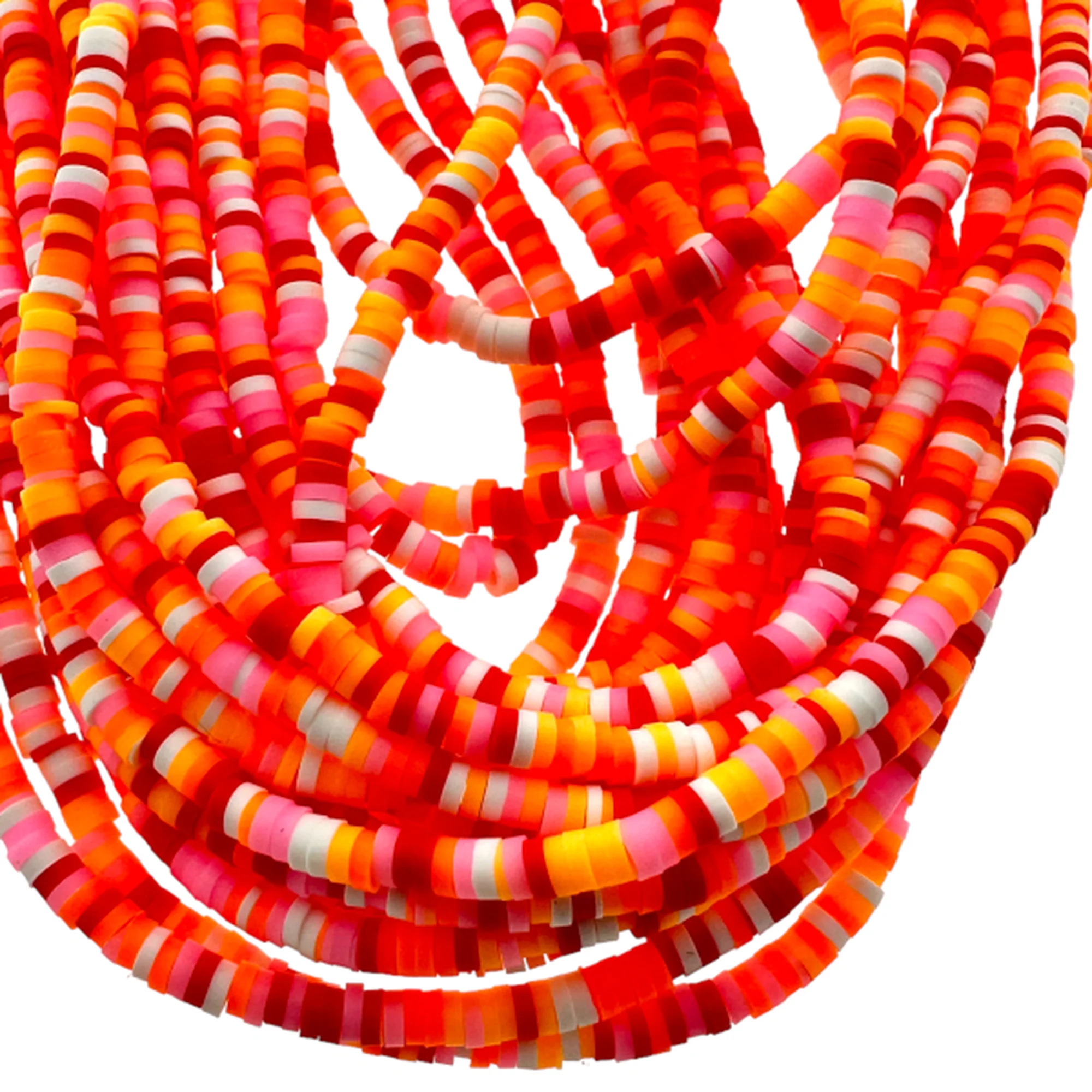 Disc kralen polymeer 3x1mm Multicolor oranje ±40 cm