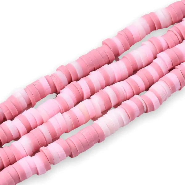 Disc kralen polymeer 4x1mm Mix poeder roze ±400 stuks