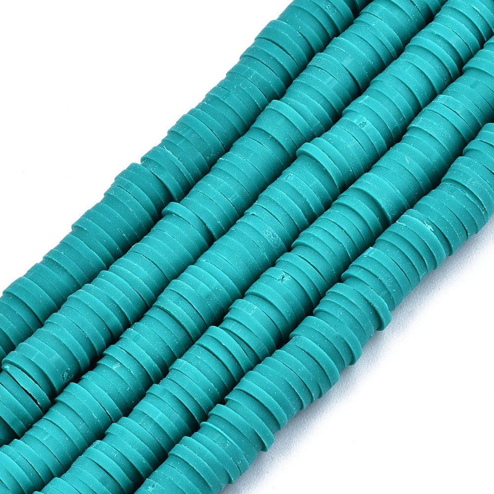 Disc kralen polymeer 6x1mm dark cyan ±320 stuks