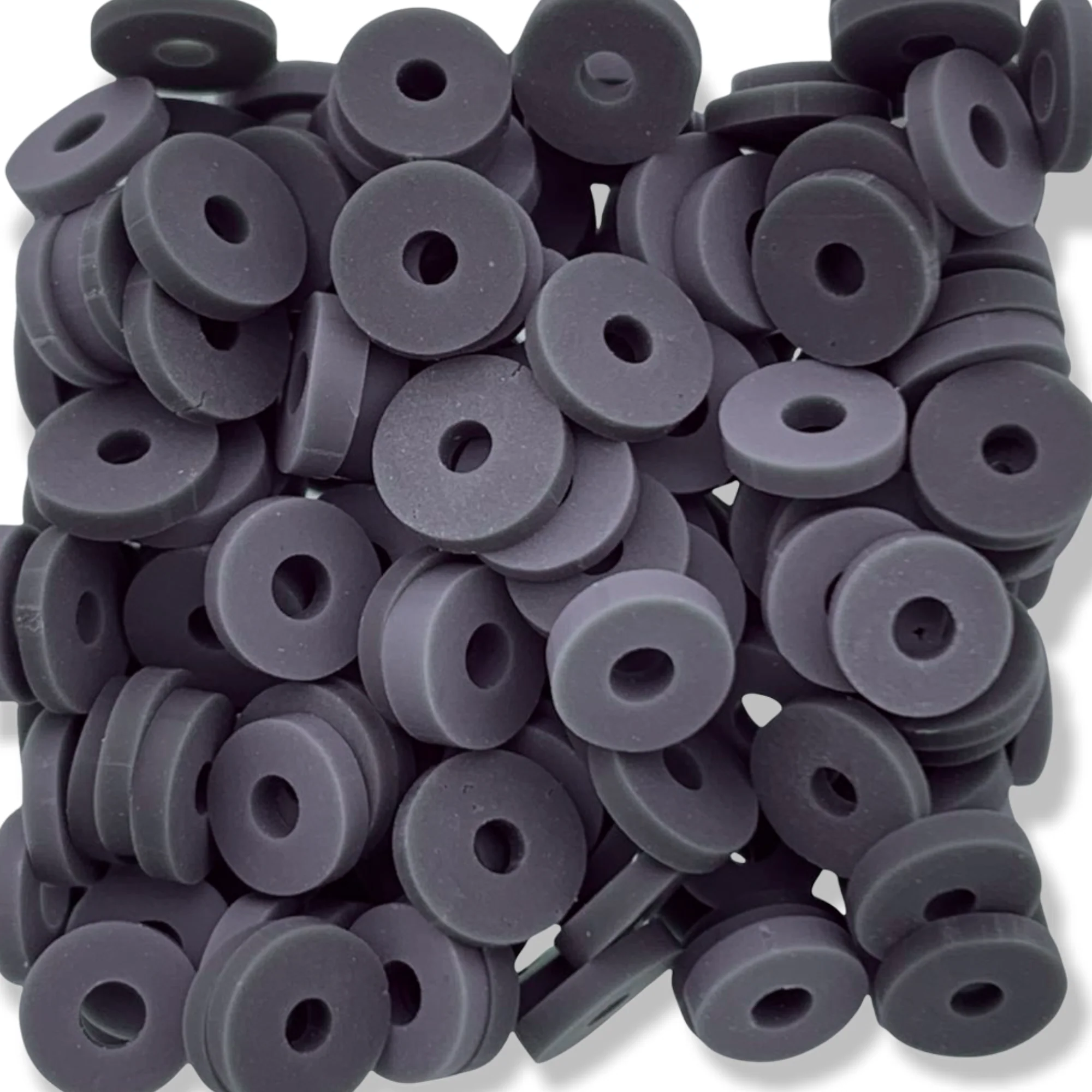 Disc kralen polymeer 6x1mm Grijs ±200 stuks
