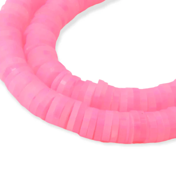 Disc kralen polymeer 6x1mm Multi fluor roze - ±400 stuks