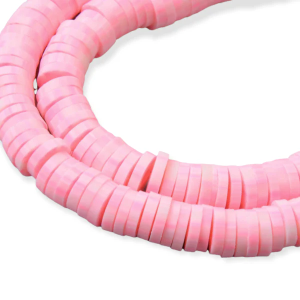 Disc kralen polymeer 6x1mm Multi fluor roze - ±400 stuks