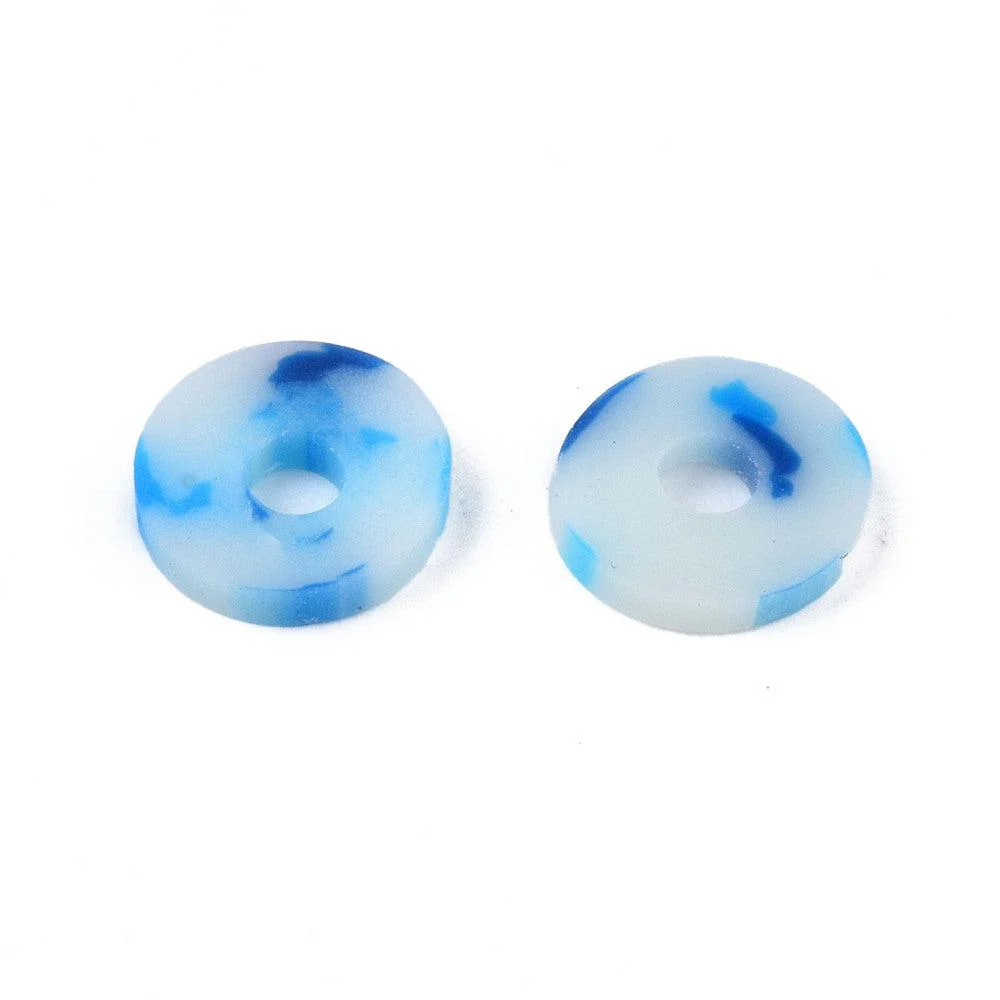 Disc kralen polymeer 6x1mm Multicolor blauw-wit - ±400 stuks - Image 2