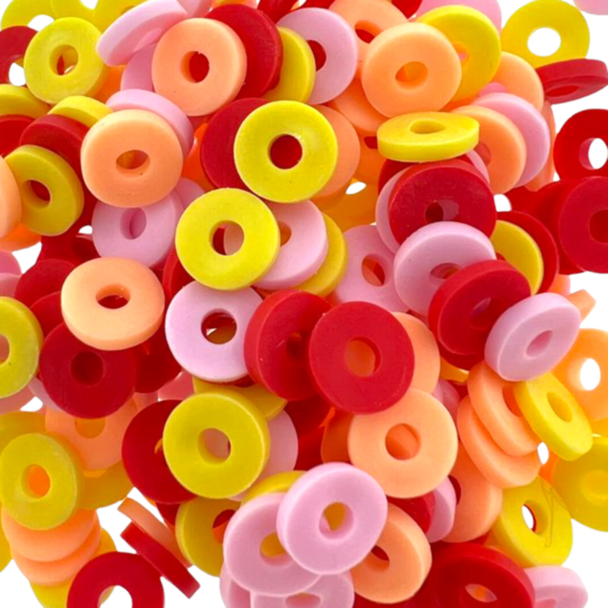 Disc kralen polymeer 6x1mm Multicolor geel ±200 stuks