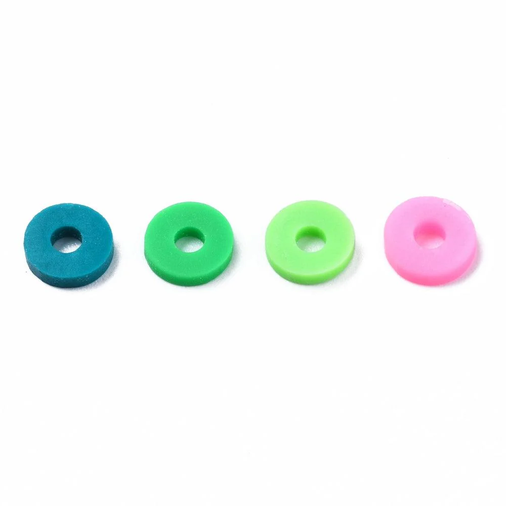 Disc kralen polymeer 6x1mm Multicolor groen - ±400 stuks - Image 2