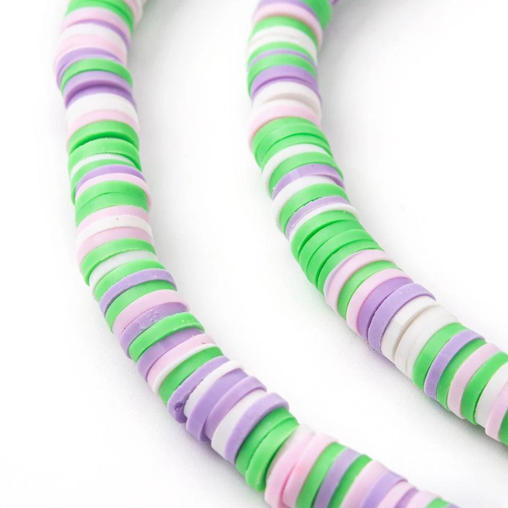 Disc kralen polymeer 6x1mm Multicolor groen paars - ±400 stuks - Image 2